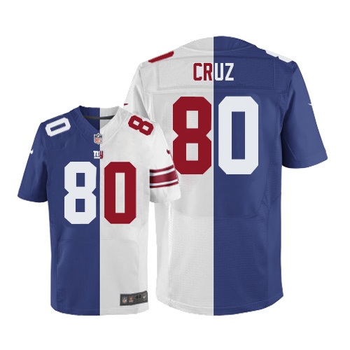 Men's Elite Victor Cruz Nike Jersey Blue/White - #80 Split Fashion NFL New York Giants